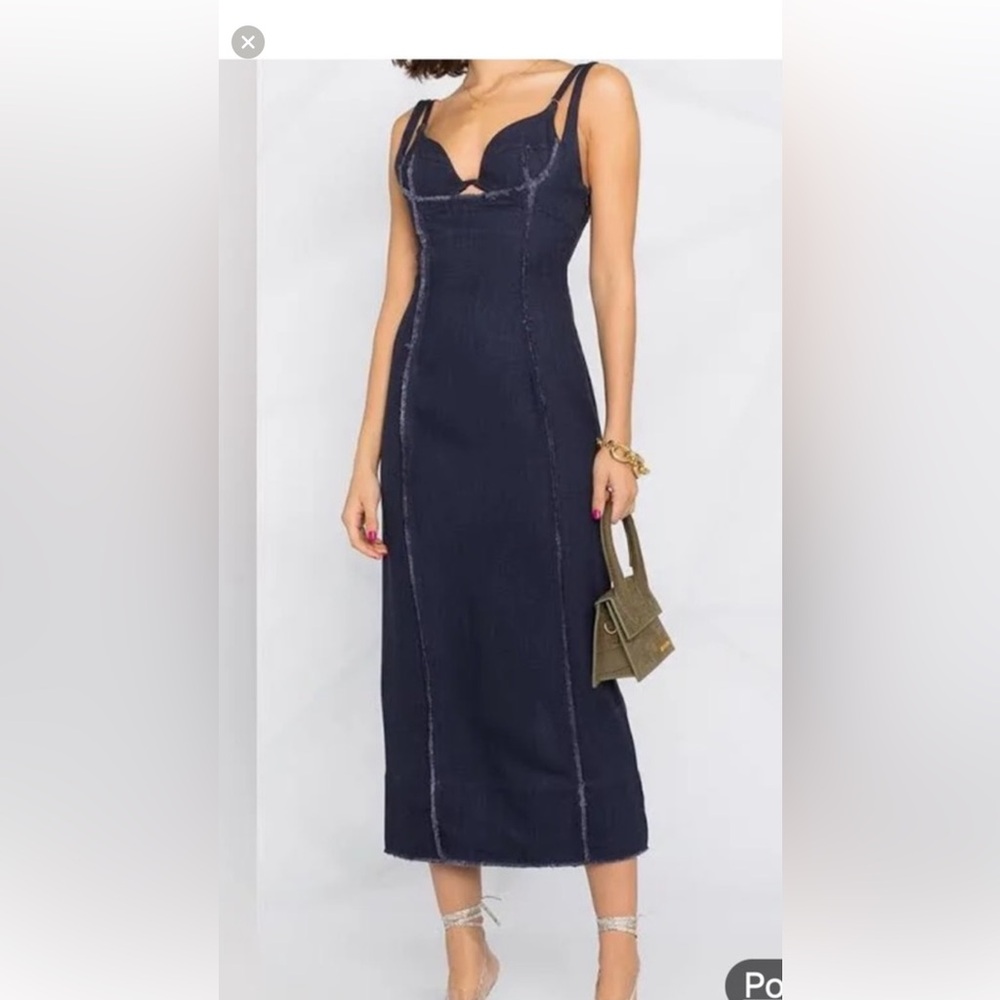 Jacquemus Blue denim body-con Midi Dress. Double strap with bra look SEXY! SizeL